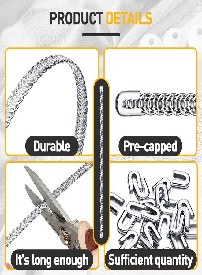 EUSTREER 50 Pcs 1/4'' x 13.7Inch Spiral Steel Boning for Corset, Sewing Corset Boning Precut with 50 Steel Boning Tips Structure and Form (6mm) - Image 4